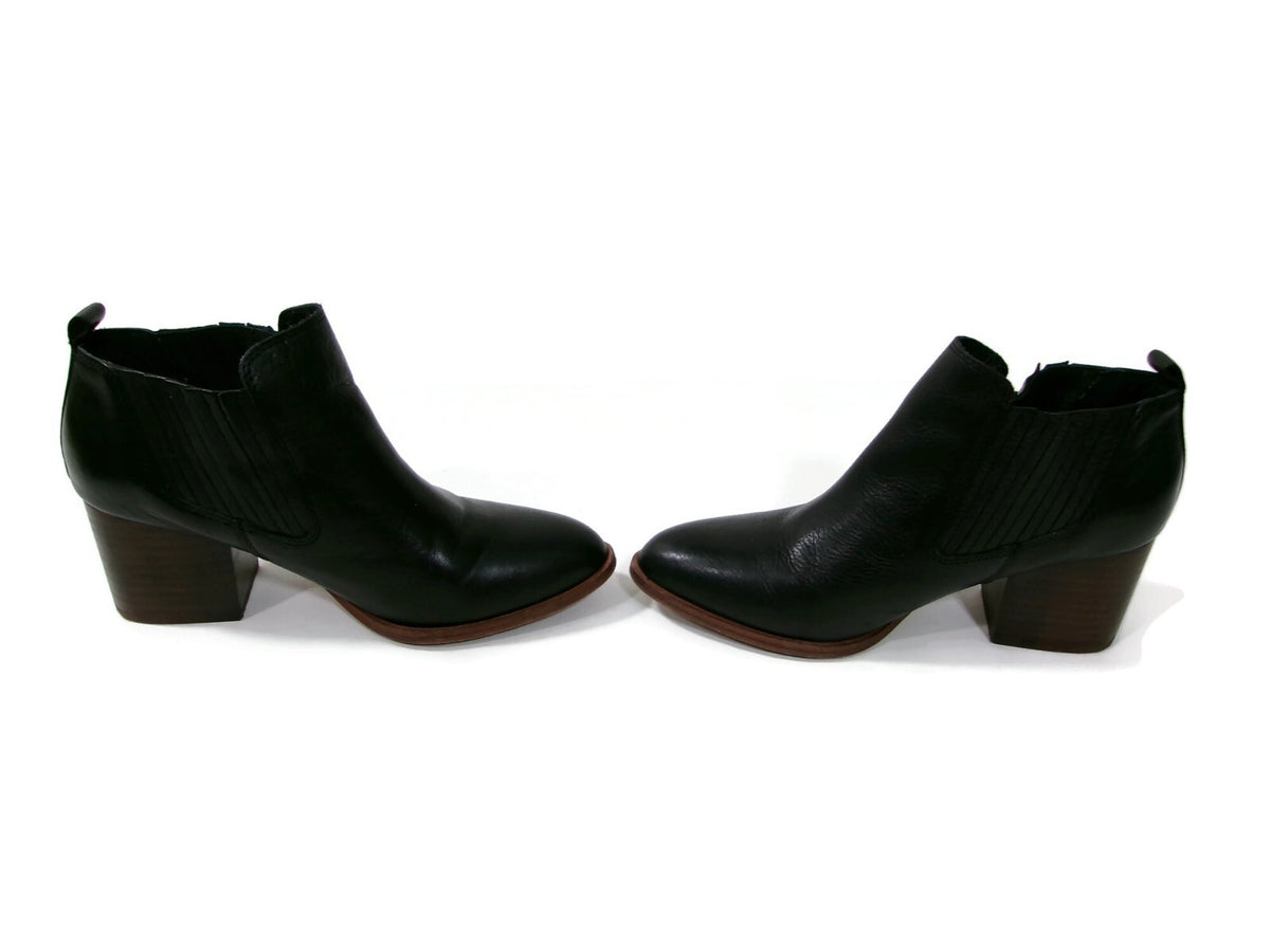 Isola Womens Boots Booties Shoes Size 7 M Black Leather Block heels Slip On