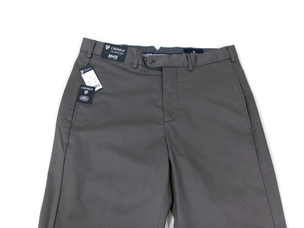 Cremieux Mens GREY The Office Pants Slacks Size 34 X 32  Passport Pocket NWT