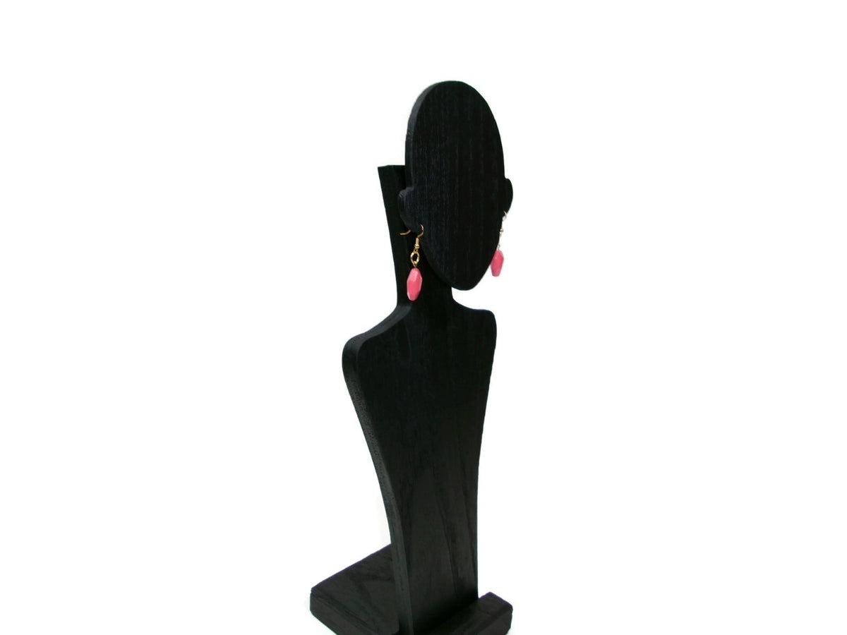Womens Ear Candy Statement Short Drop Earrings Pretty Coral  Acrylic Stone