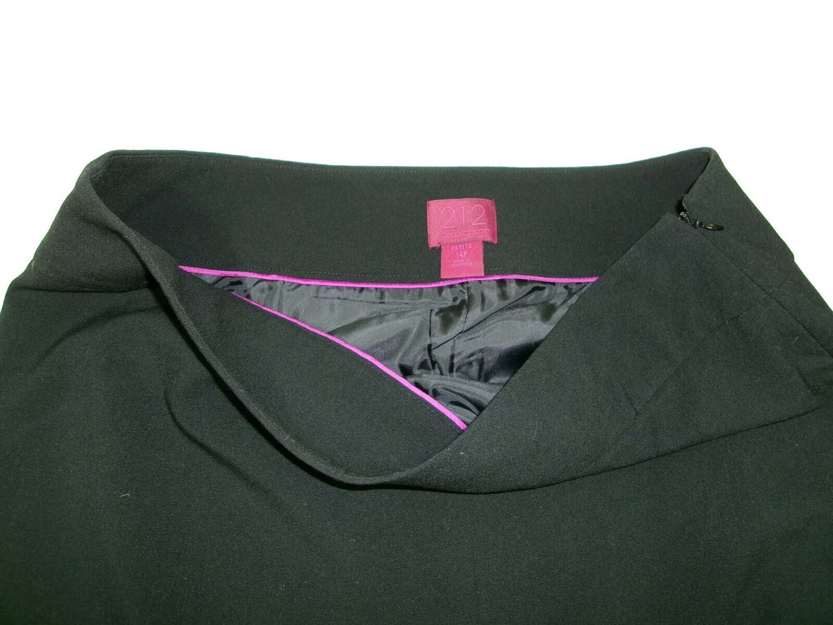 Womens 212 Collection Career Black Lined Business Skirt Size 14 P 14 Petite 14P