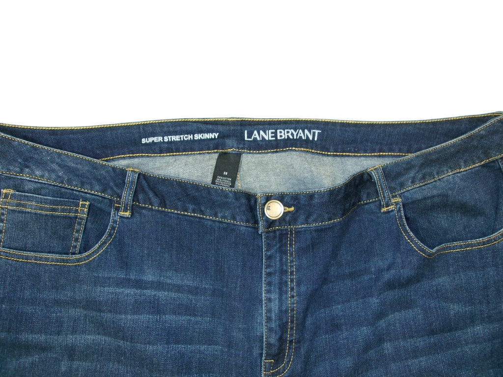 LANE BRYANT womens Super Stretch Skinny Jeans Pants Plus Size 28 Distressed