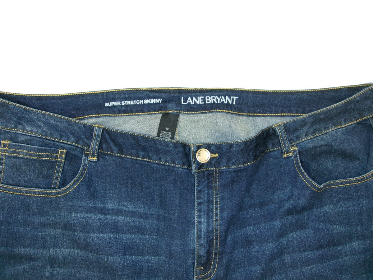 LANE BRYANT womens Super Stretch Skinny Jeans Pants Plus Size 28 Distressed