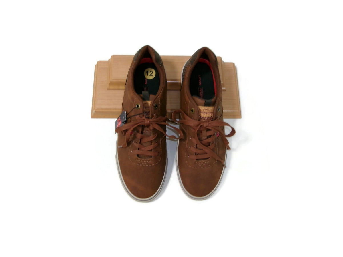 Levis Mens Miles Perforated Sneakers Shoes Size 12 Brown Tan Lace Up Comfort New