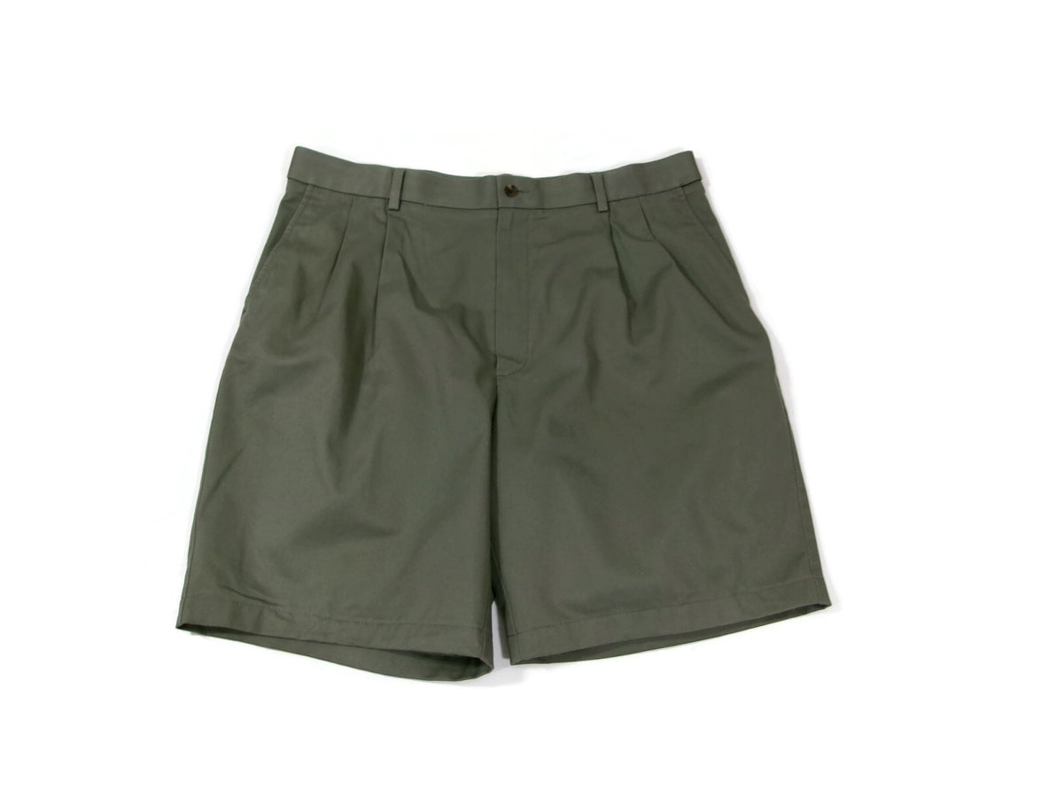 ROUND TREE & YORK Easy Care Mens Olive Green Khaki Chino Shorts Size 40
