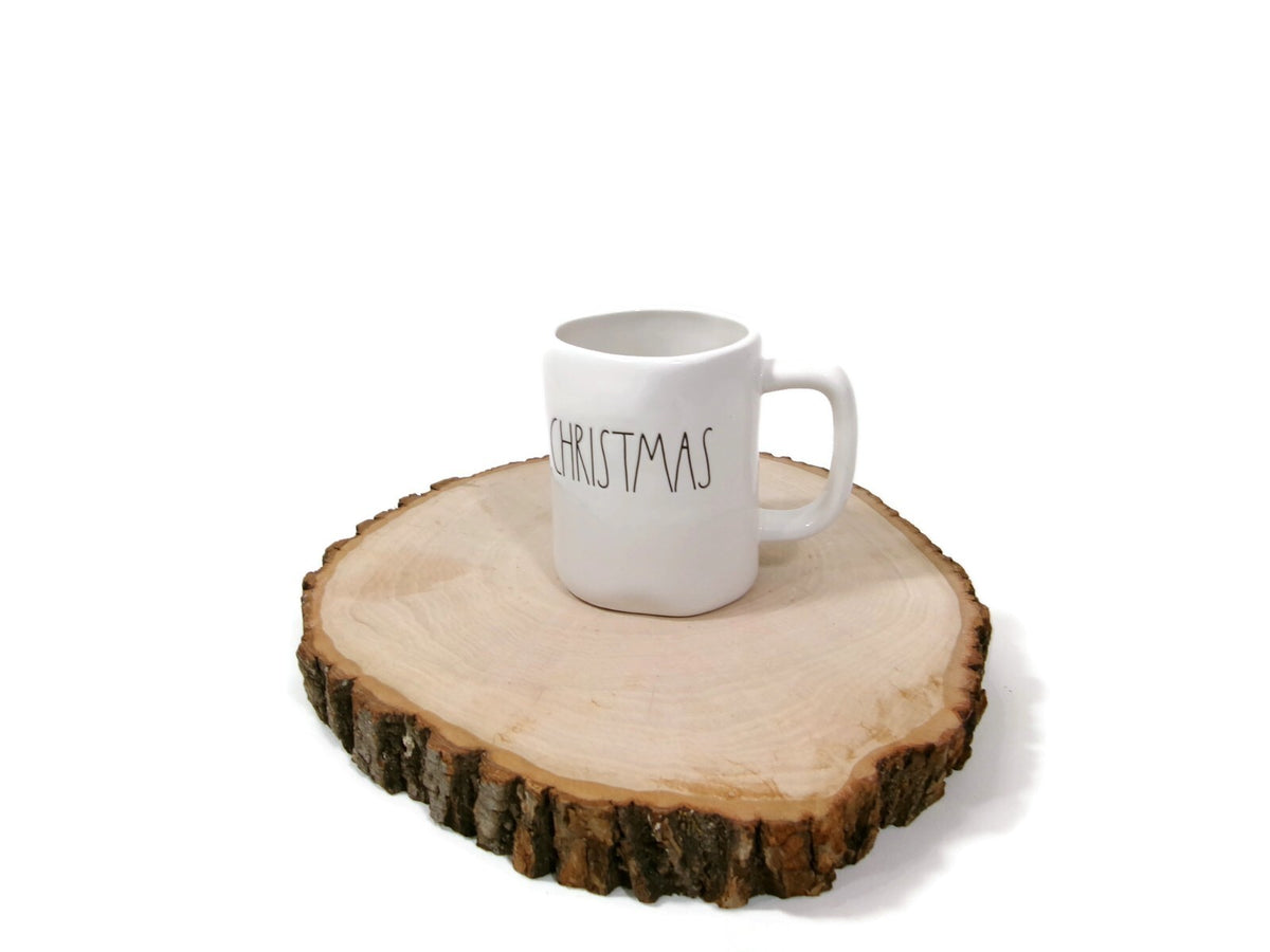 Rae Dunn CHRISTMAS embossed Mug by Magenta White Ivory Artisan Collection 16 Oz.