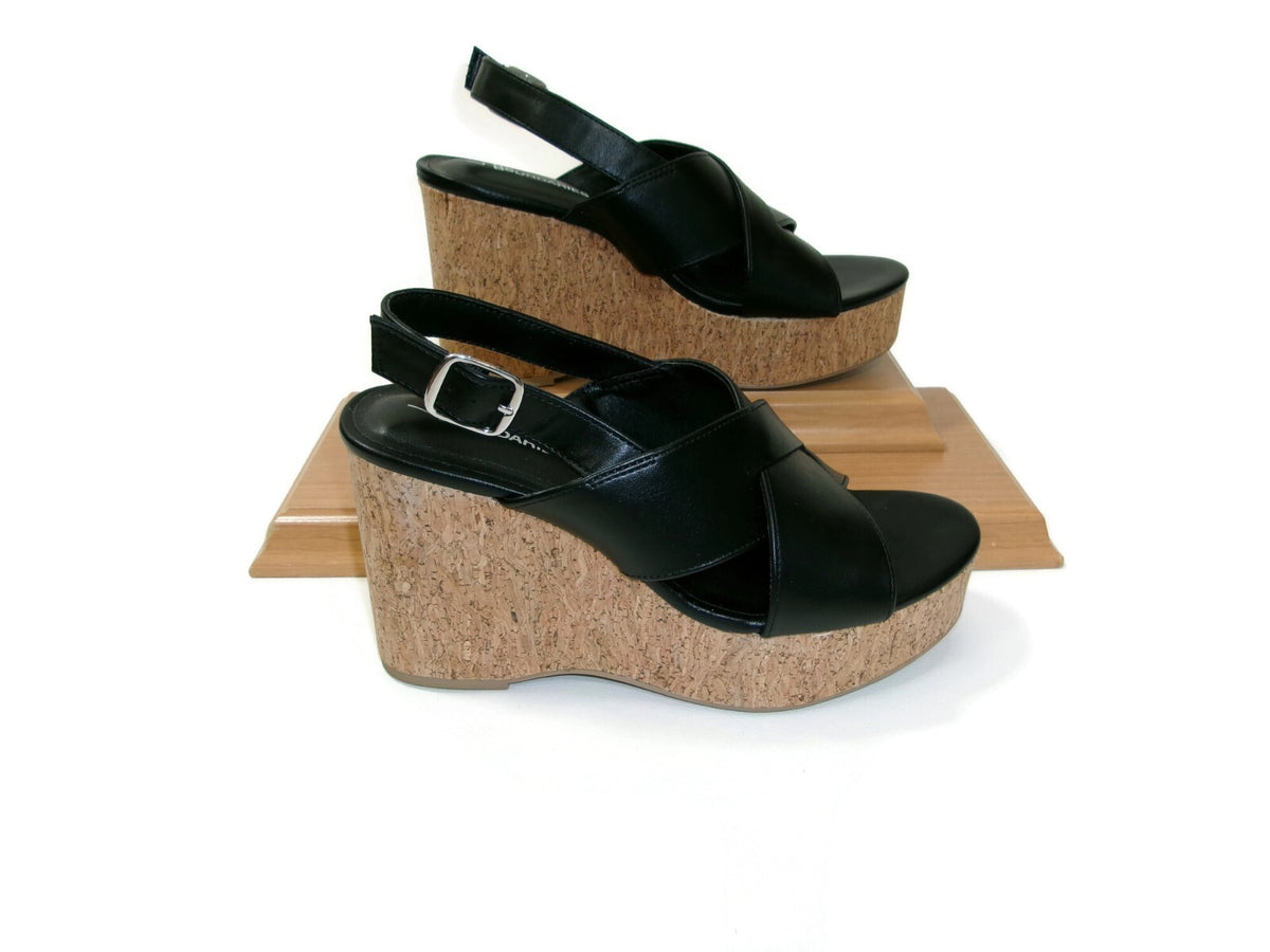 No Boundaries Womems Black Sandals Shoes Size 7 M High Wedge Platform Heels