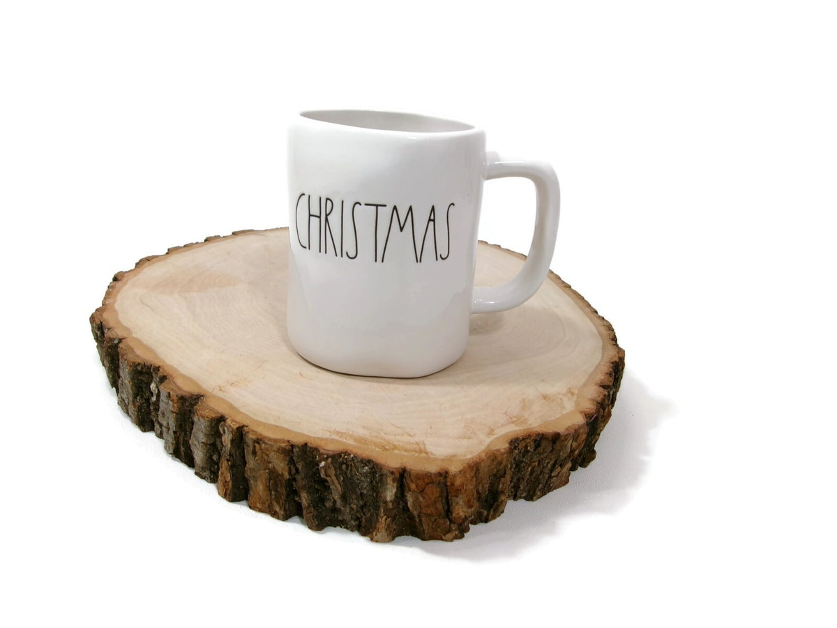 Rae Dunn CHRISTMAS embossed Mug by Magenta White Ivory Artisan Collection 16 Oz.