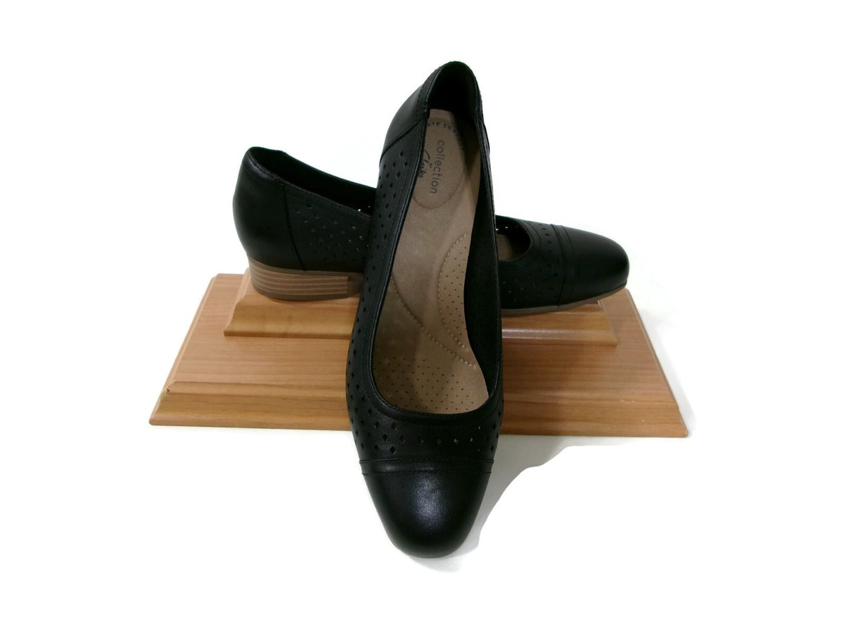 Clarks Womens Shoes Size 9 W Black Leather Juliet Ballet Flats Comfort Slip Ons