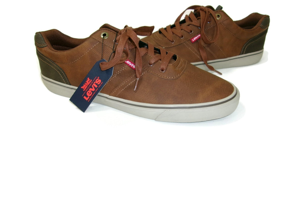 Levis Mens Miles Perforated Sneakers Shoes Size 12 Brown Tan Lace Up Comfort New