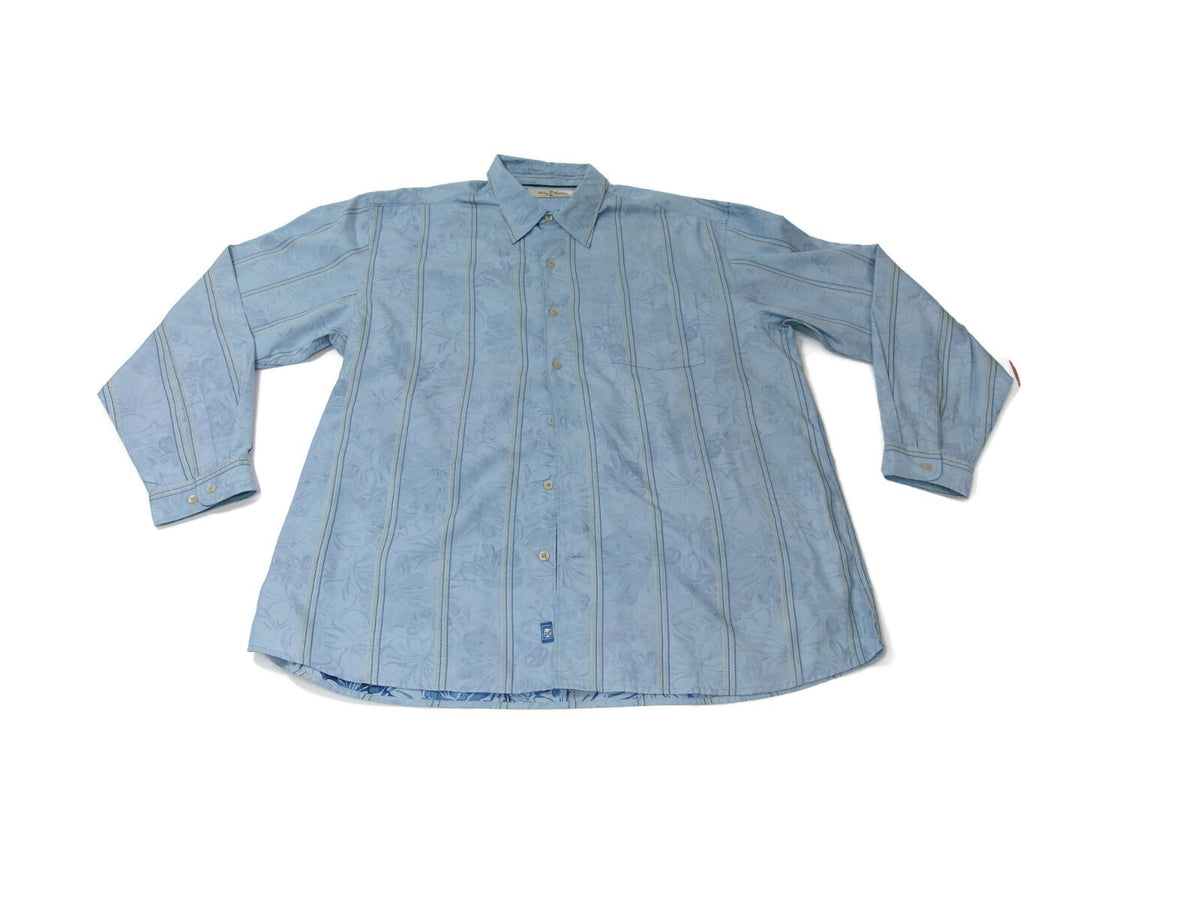 Mens Tommy Bahama Silk Cotton  Blend Long Sleeve  Shirt Unique Print Size XL