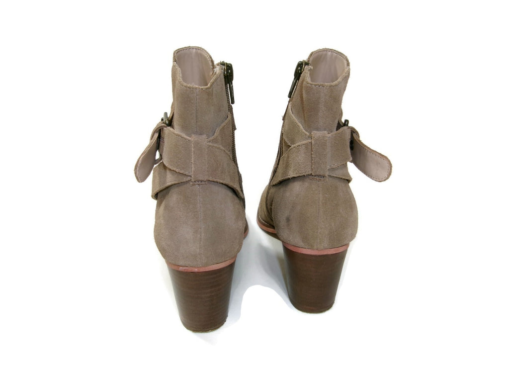 Sole/Society Womens Suede Boots Booties Shoes Size 7.5 Short Neutral Khaki Beige