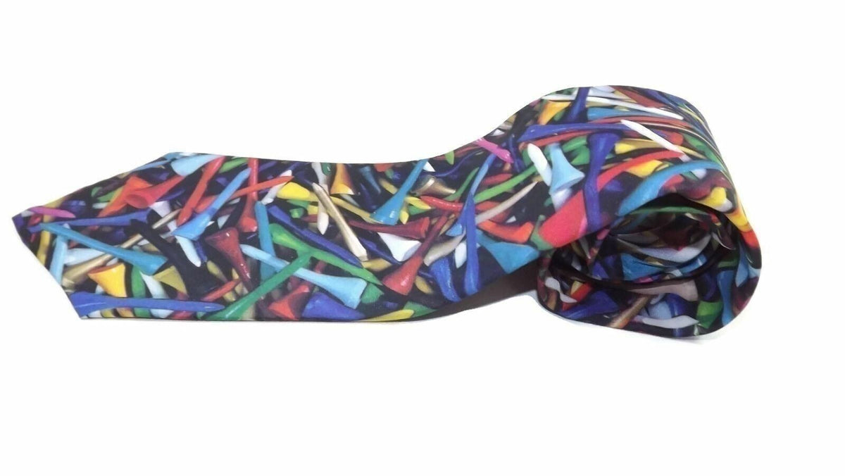VINTAGE RALPH MARLIN Golf Themed Colorful Mens TIE Golf Tees Fun Clean Nice 1