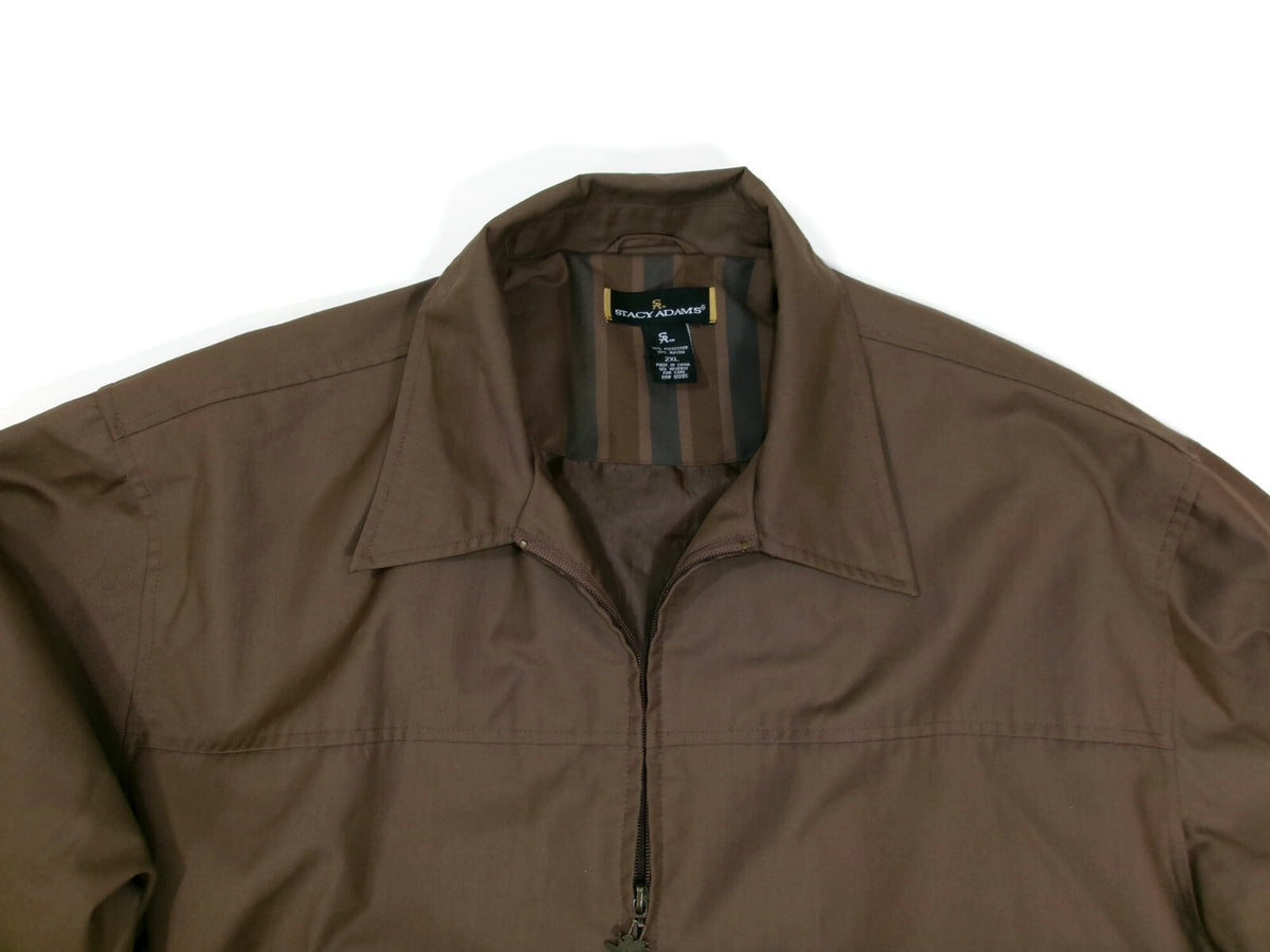 Stacy Adams Mens Brown Casual Jacket Lined Zipped Front Inside Pocket Size 2XL