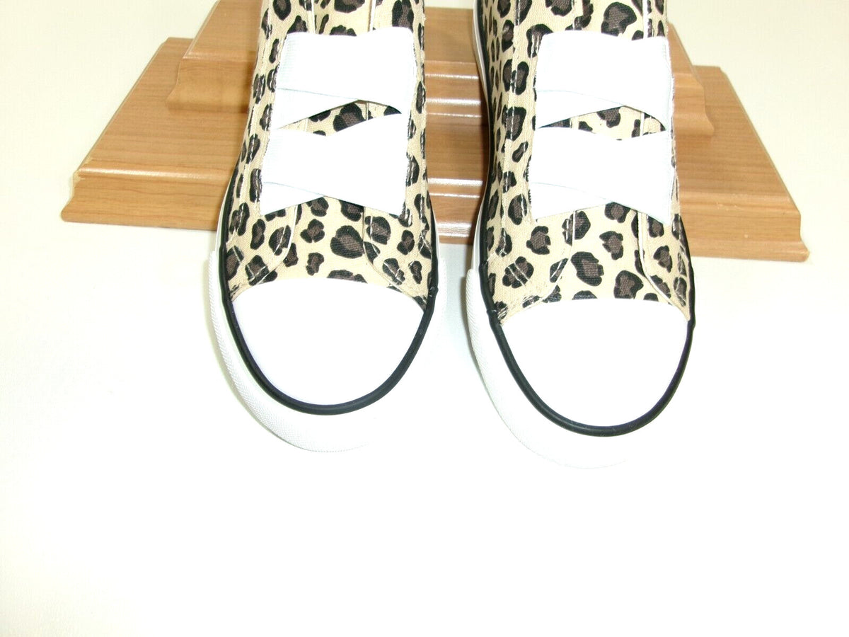 New Girls L & D MEMORY Foam Cheetah Leopard Print  CANVAS SLIP ON Shoes Size 3 M