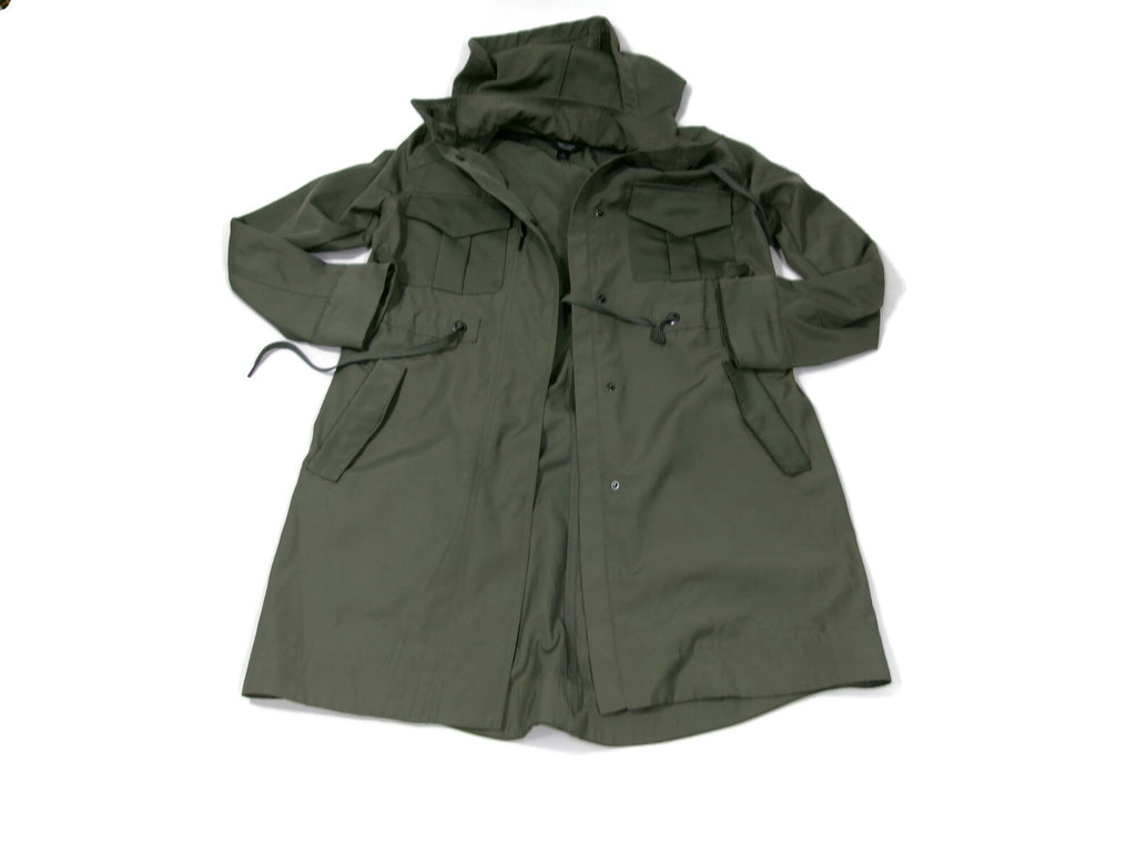 Simply Vera Womens Olive Green Hooded  Utility Military Jacket Size S Small