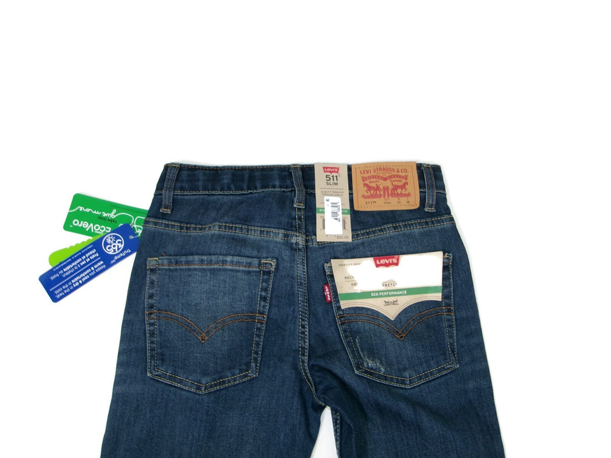 Levi Boys 511 Slim Flex Stretch Blue Jeans Pants Size 10 R   25X26 Distressed