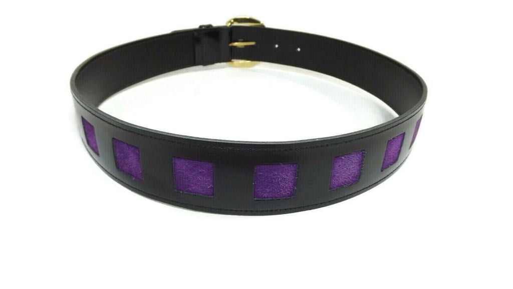 JAEGER Couture Belt Purple Suede & Black Patent Leather Size 30" MD in ENGLAND