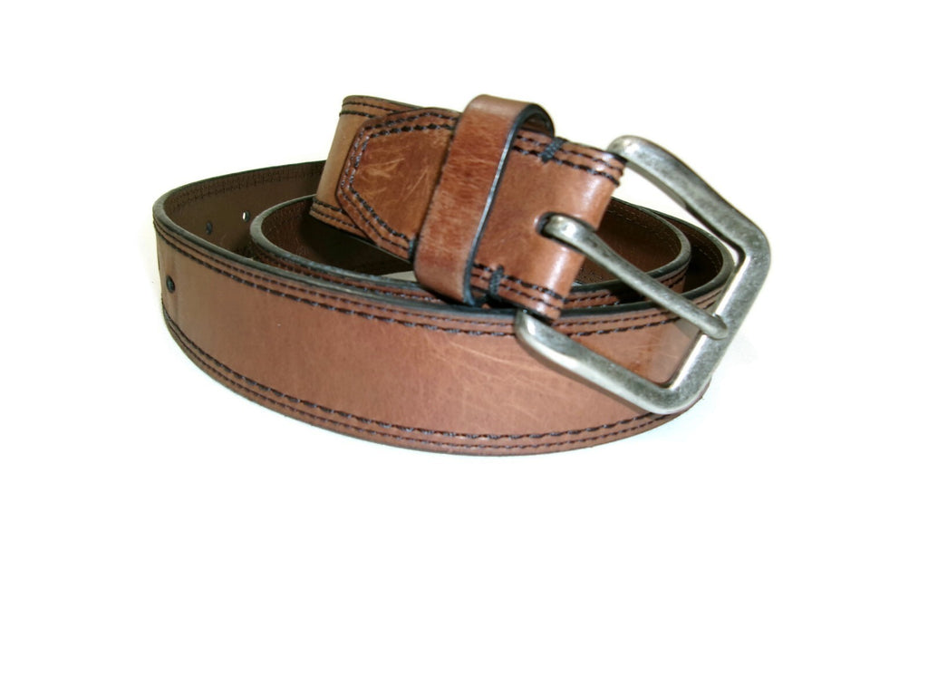 Roundtree & Yorke Mens Distressed Genuine Brown Leather Casual Belt Size 42