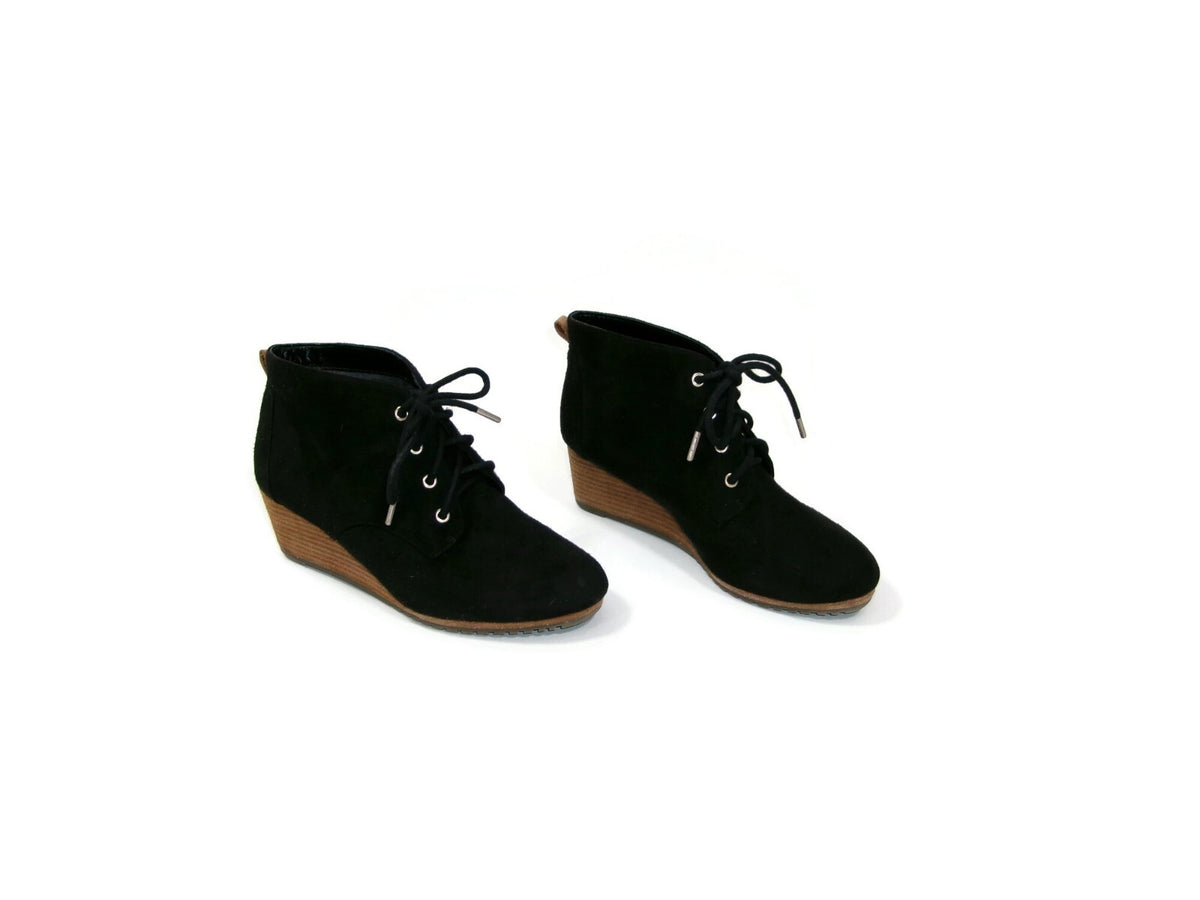Dr Scholl's Be Energized Womens Black  Micro Suede Wedge  Booties Shoes Size 6.5