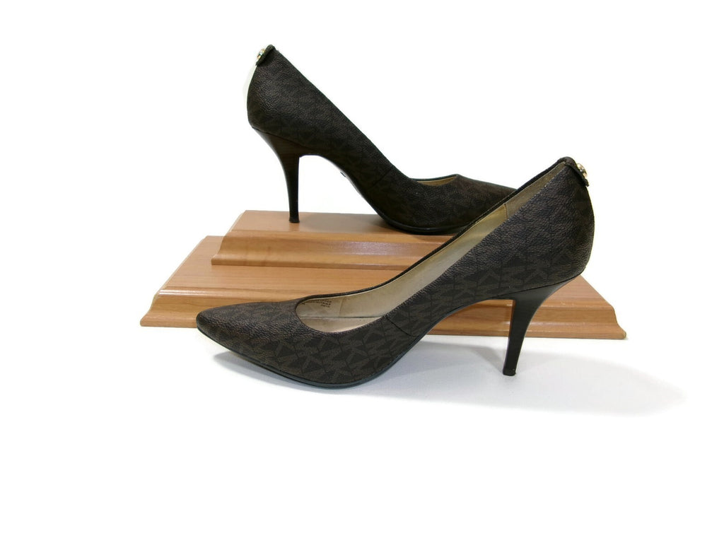 Michael Kors Womens Brown Signature Monogram  Logo Flex Pumps Heels Shoes Size 7