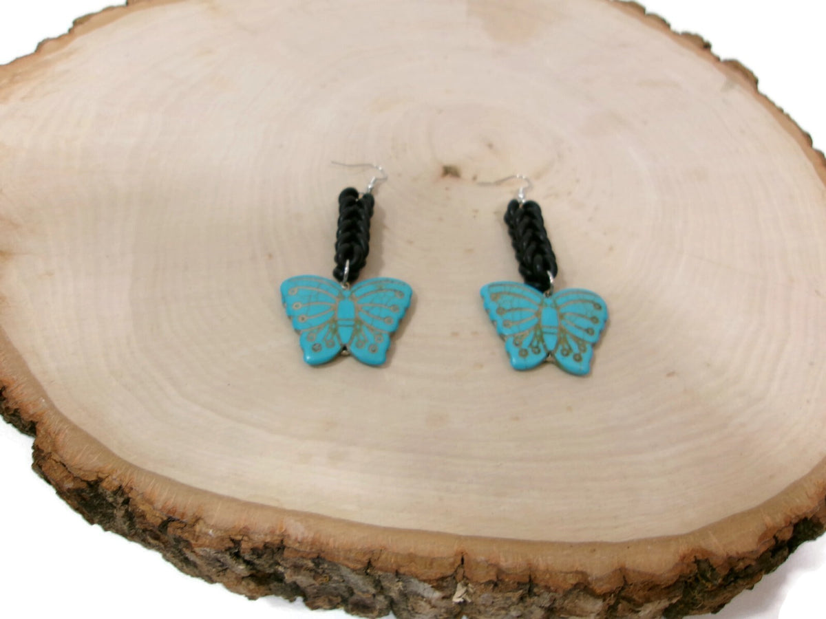 Womens Ear Candy Statement Drop Earrings   Turquoise Butterfly w/ Unique  Design