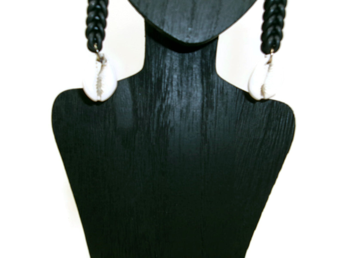 Womens Ear Candy Statement Earrings Cream Cowie Shells & Unique Rubber Design