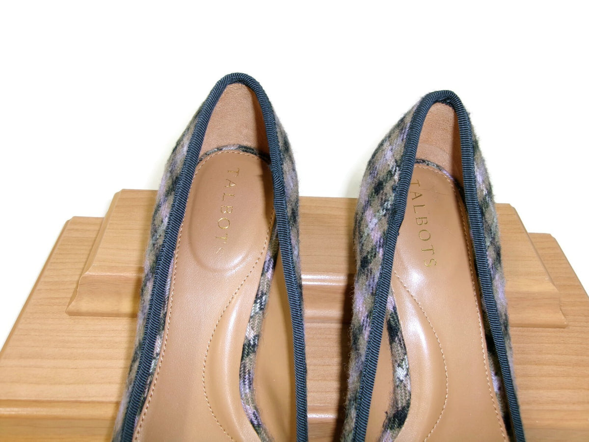 Talbots Womens Edith Flat Shoes Size 8 M Purple Black Taupe Olive Plaid