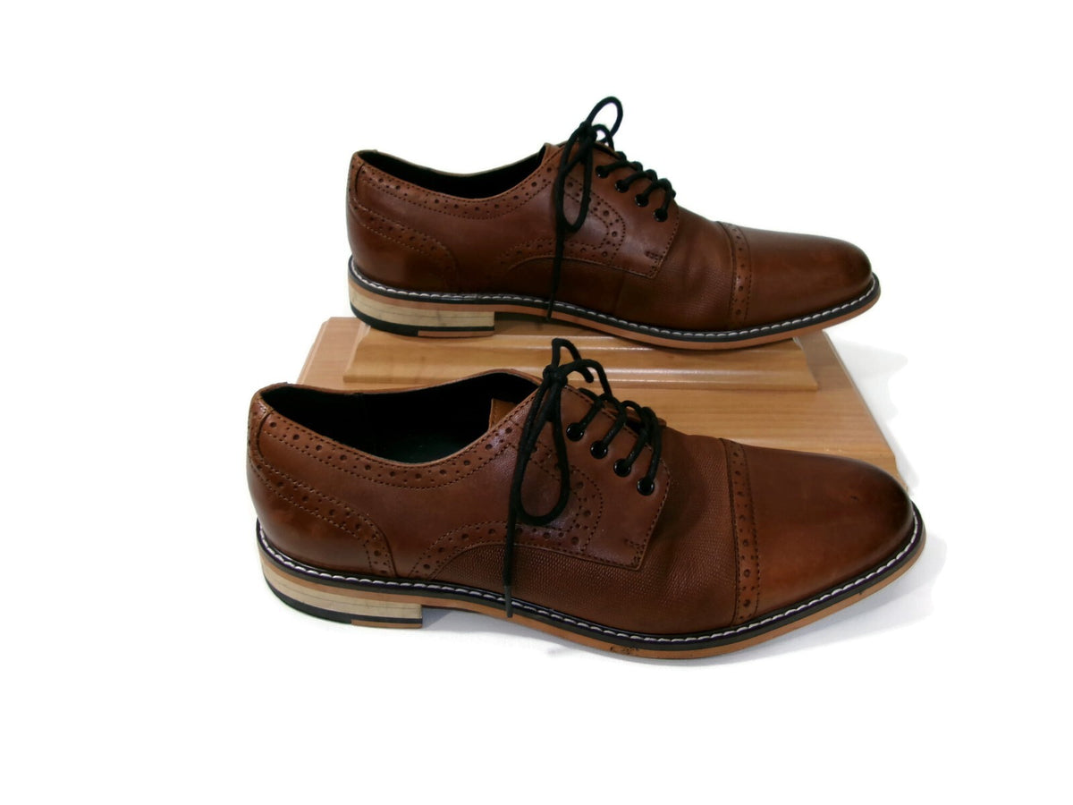 Bar lll Parker Mens Parker Shoes Size 11 M Tan Leather Cap Toe Brogues Textured