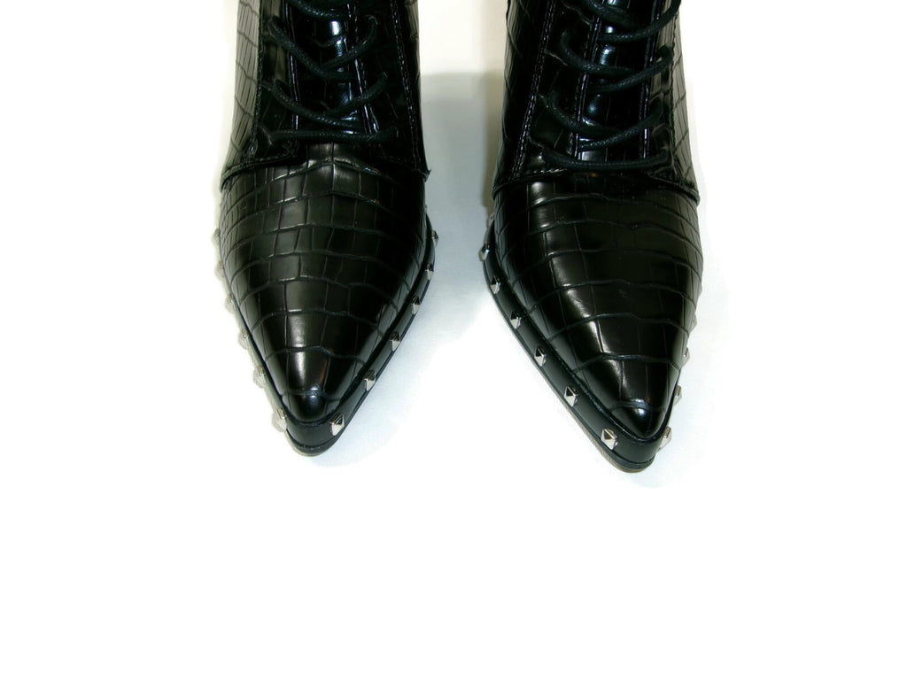 Charles By Charles David Duffy Boots Booties Black Shoes Croc Lace Up Size 7 M