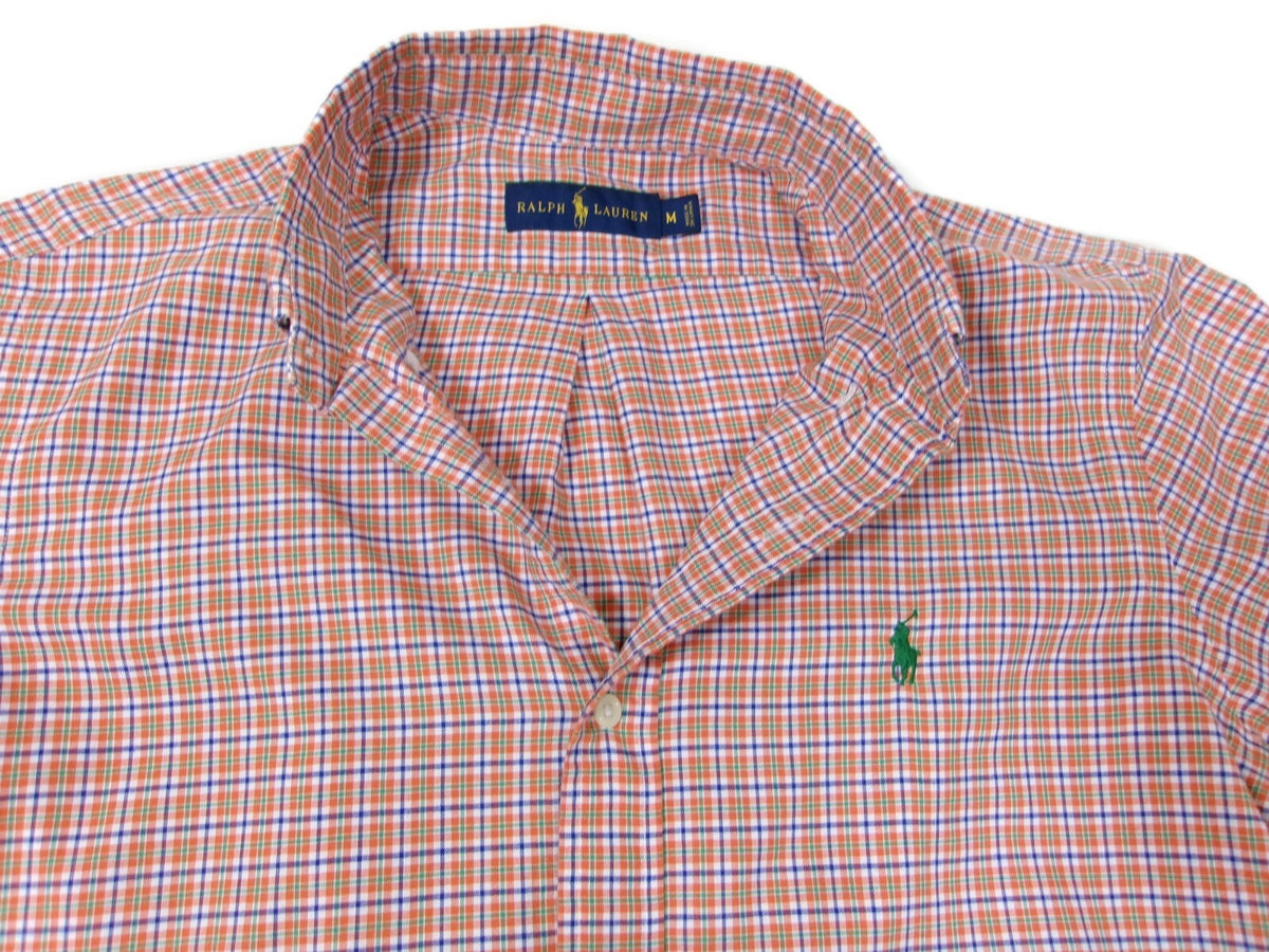 Ralph Lauren Boy's Size Medium Plaid Shirt Orange Button Down Long Sleeve