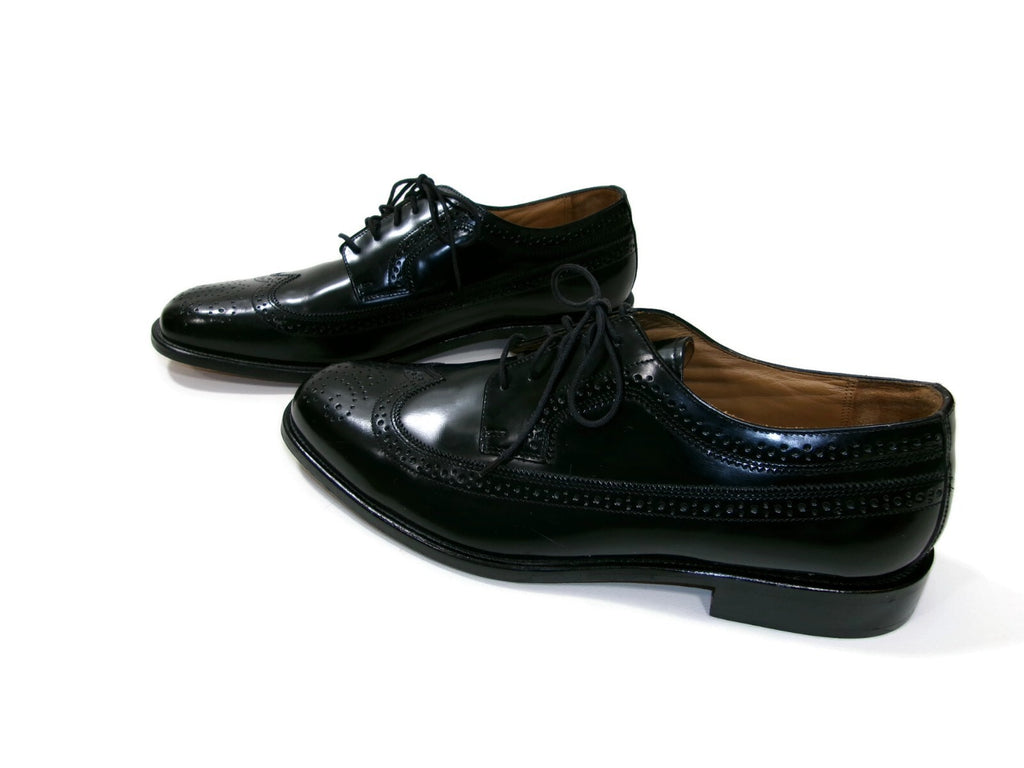 Bostonian Luxe Mens  Shoes Size 12 M Black Leather Oxfords Classic Wingtips