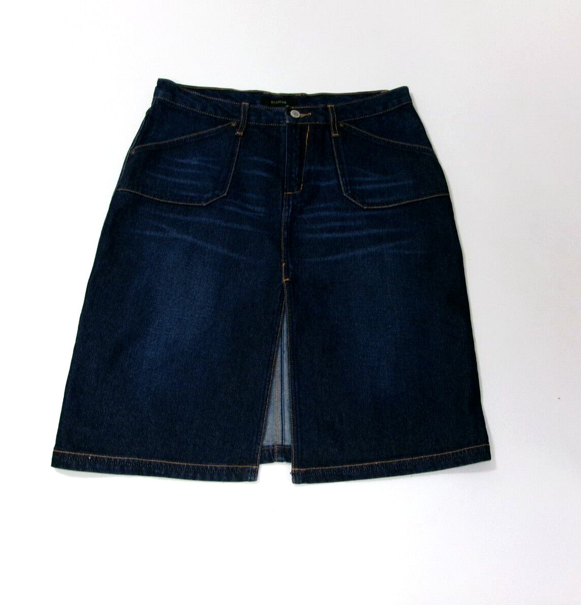 Womens Teen Girls Cute EXPRESS Distressed Dark Denim Jean Skirt Size 9 / 10