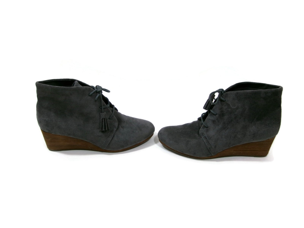 Dr Scholl's Be Energized Womens Gray Micro Suede Wedge  Booties Shoes Size 9 M