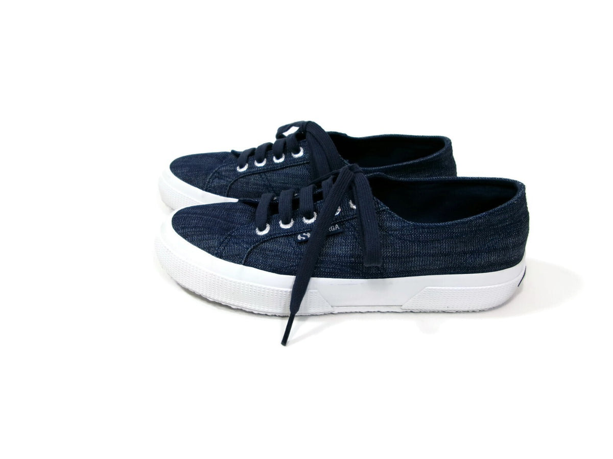 Superga Blue Sparkley Sporty Denim Cute Sneaker Women Shoes Size 6.5 US 37 Euro