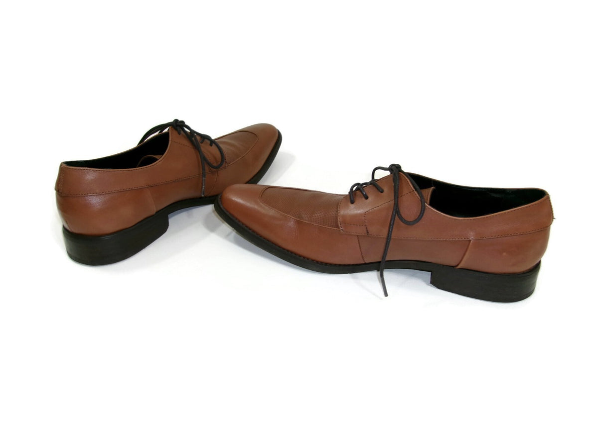 Calvin Klein Mens Rambert Tan Leather Lace Up Oxfords Shoes size 11.5 M