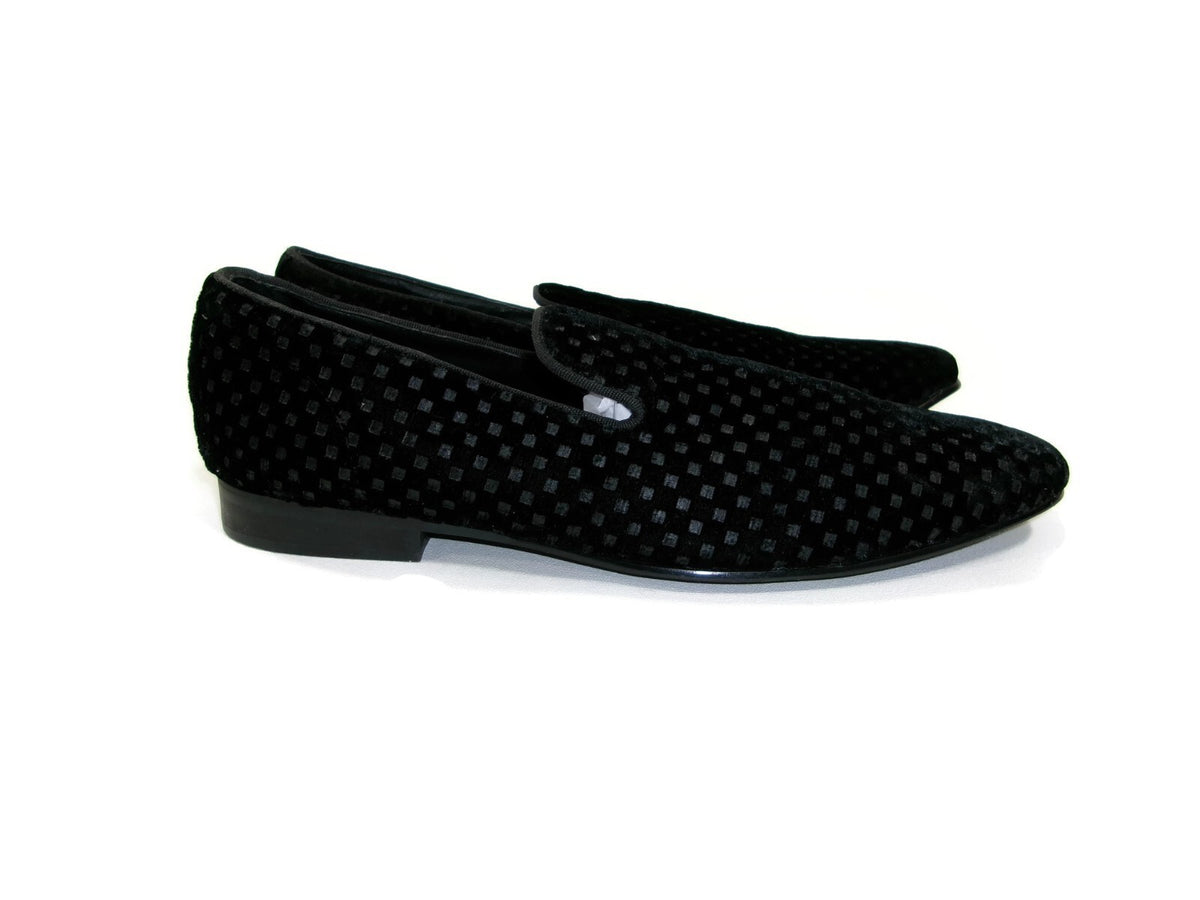 Mens Steve Madden  Black Velvet Tuxedo Jacquard Dress Shoes Size 10 M Slip Ons