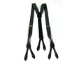 Mens Black Gray Suspenders w/ Black Leather Croc Embossed Tabs Made In England