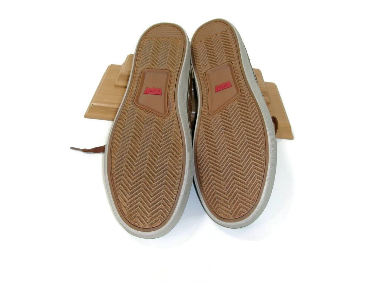 Levis Mens Miles Perforated Sneakers Shoes Size 12 Brown Tan Lace Up Comfort New