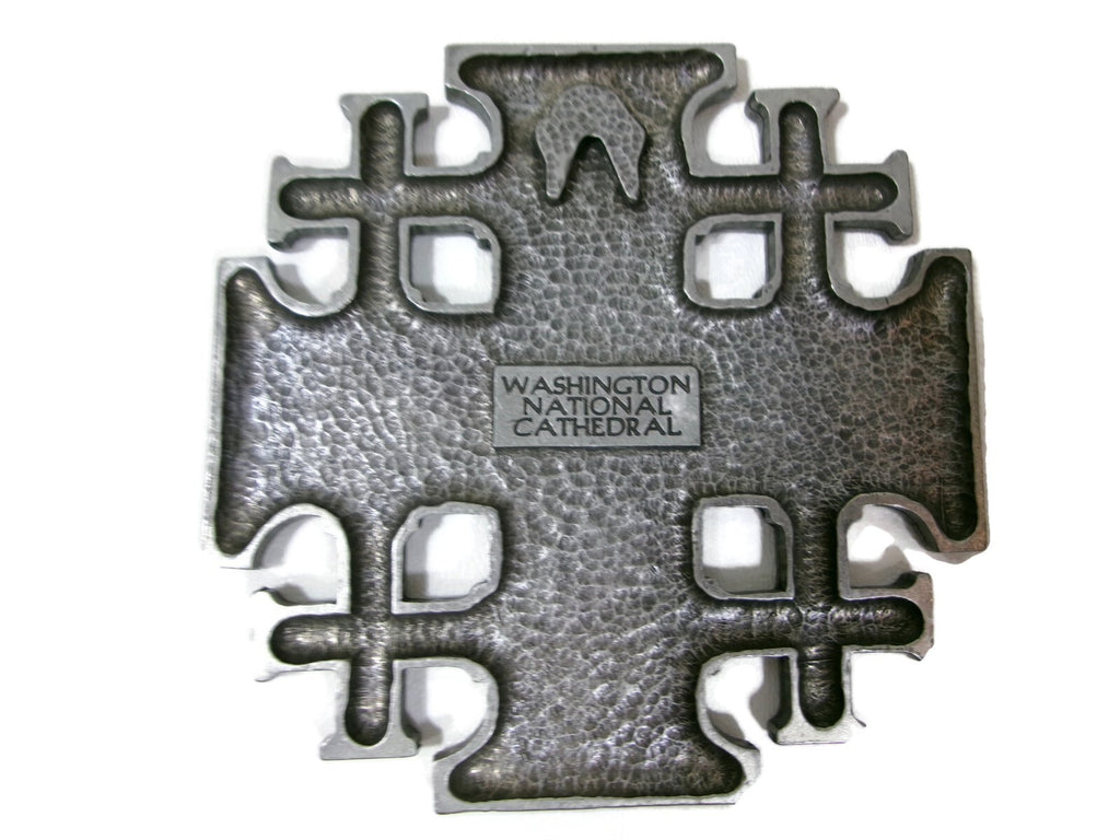 Vintage  Pewter Wall Crucifix JERUSALEM Cross Washington National Cathedral