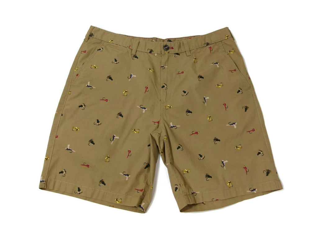 Mens Eddie Bauer Khaki Chino Shorts Tan Fly Fishing Tackle Outdoors Size 36 Nice