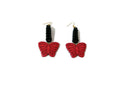 Womens Ear Candy Statement Drop Earrings Red Butterfly w/ Unique Rubber Design