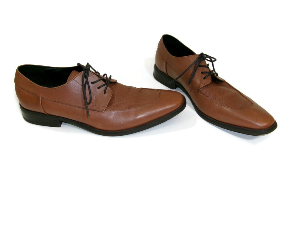 Calvin Klein Mens Rambert Tan Leather Lace Up Oxfords Shoes size 11.5 M