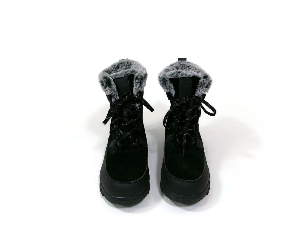 Womens  Black Suede & Warm Faux Fur Lined Winter Snow Boots Shoes Size 11 M