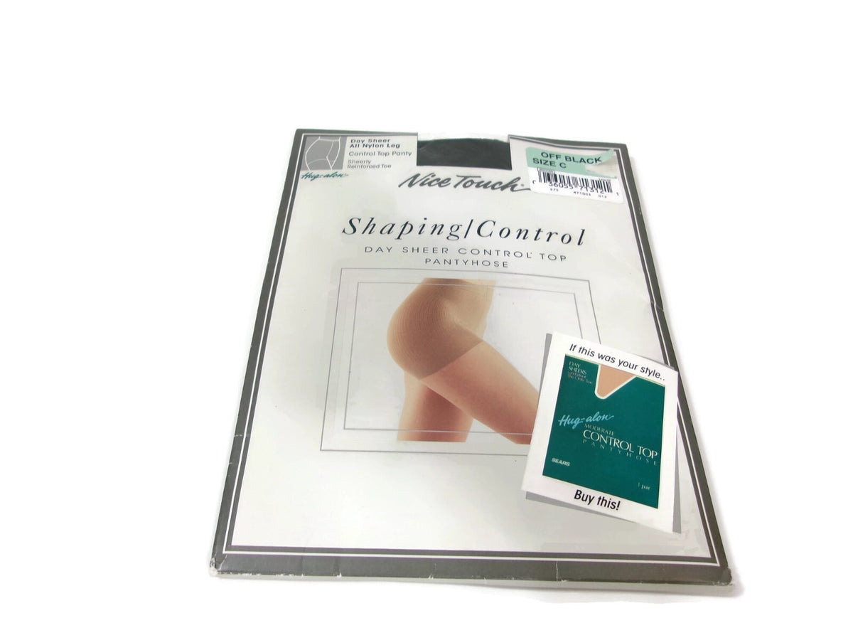 NICE TOUCH Shaping Control Day Sheer Control Top PantyHose  Stockings Off Black