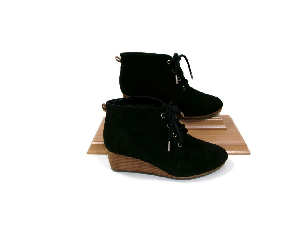 Dr Scholl's Be Energized Womens Black  Micro Suede Wedge  Booties Shoes Size 6.5