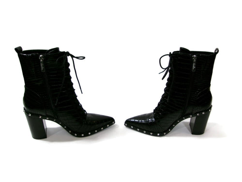 Charles By Charles David Duffy Boots Booties Black Shoes Croc Lace Up Size 7 M