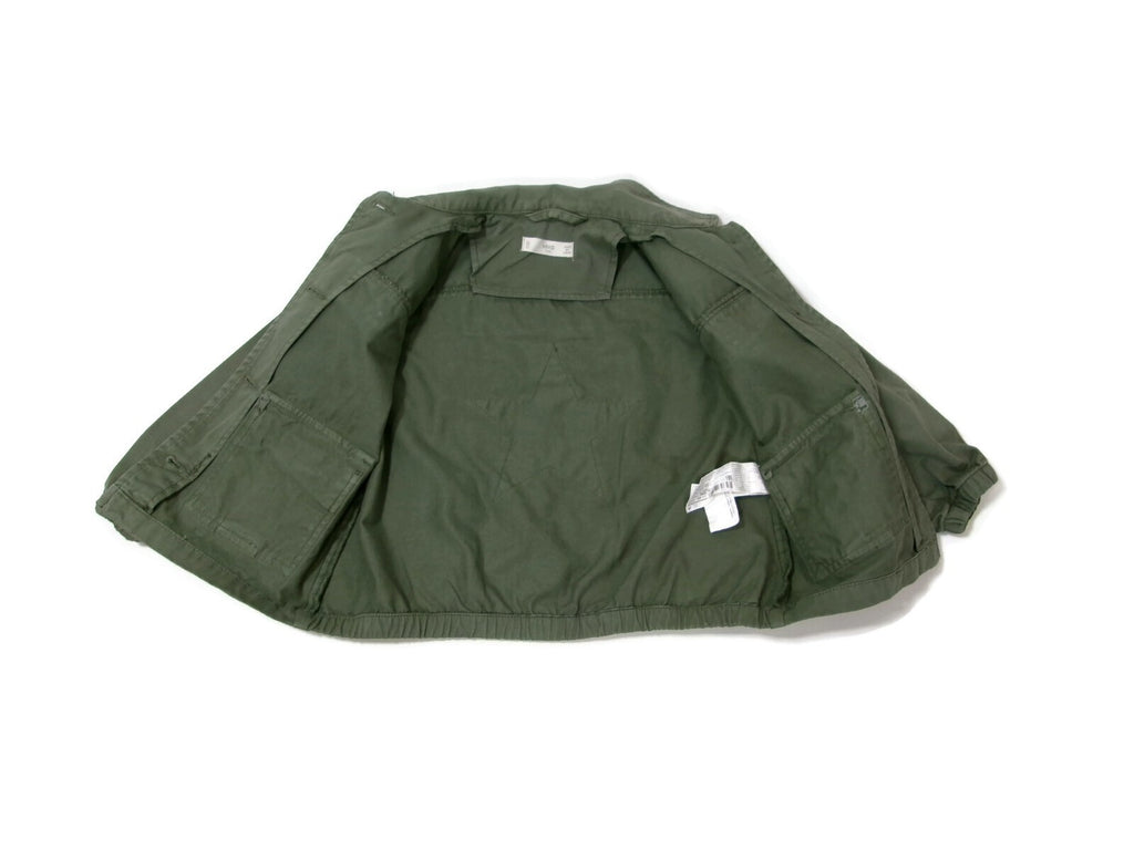 MNG Girls Stylish Green Khaki Jacket Star Embroided Back Cargo Pockets Size 6/7