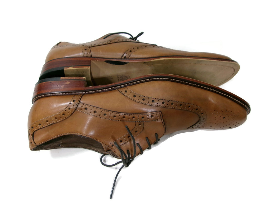 Joseph Abboud Mens Shoes Size 13 Genuine Italian Tan Leather Wing Tip Oxfords