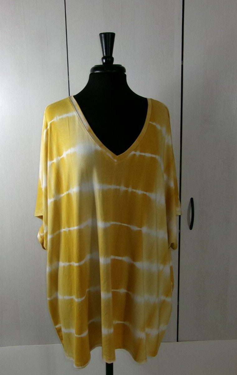 Wonderly Yellow GOLD V neck Comfy Cute Tee Top Womens Plus Size 4X
