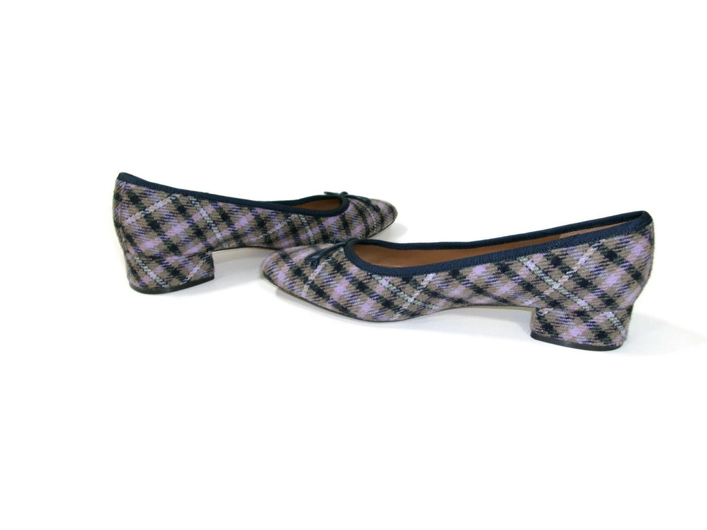 Talbots Womens Edith Flat Shoes Size 8 M Purple Black Taupe Olive Plaid